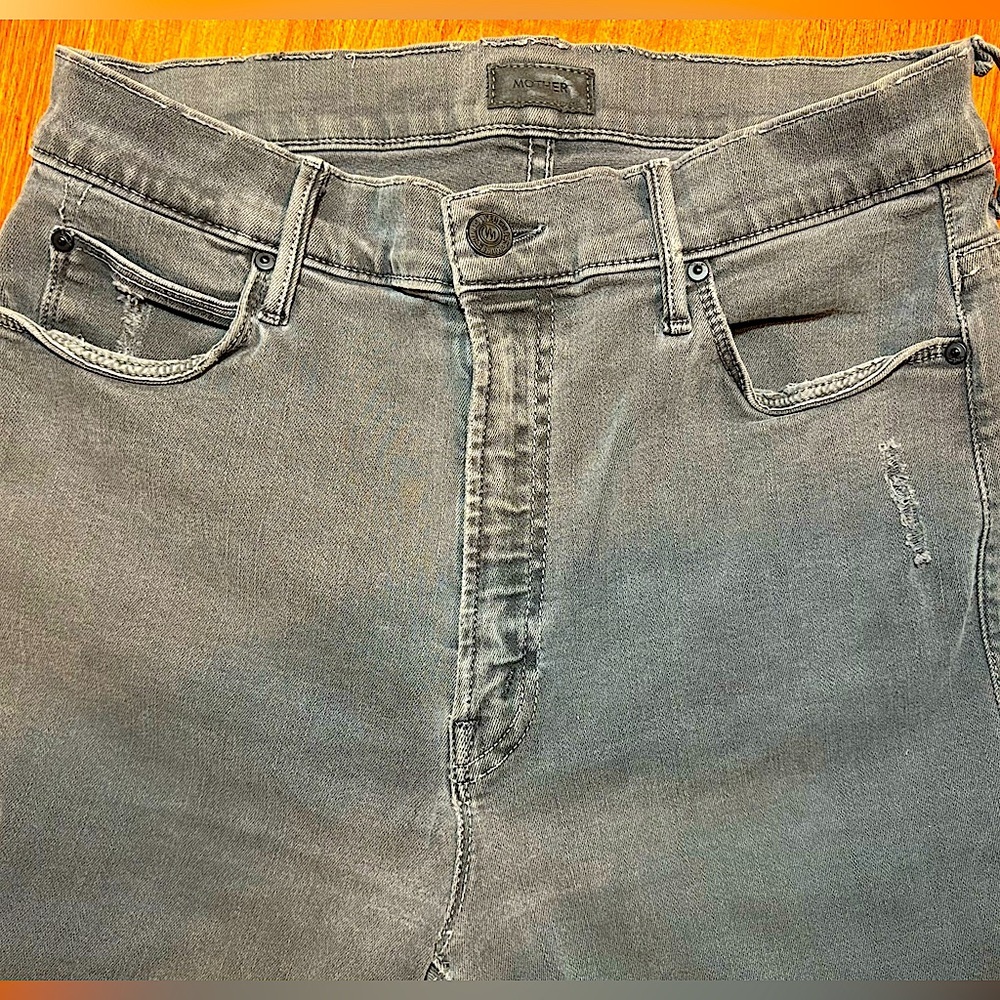 MOTHER Stunner Zip Ankle Step Fray Jeans Distressed Denim size 28 - Picture 14 of 15